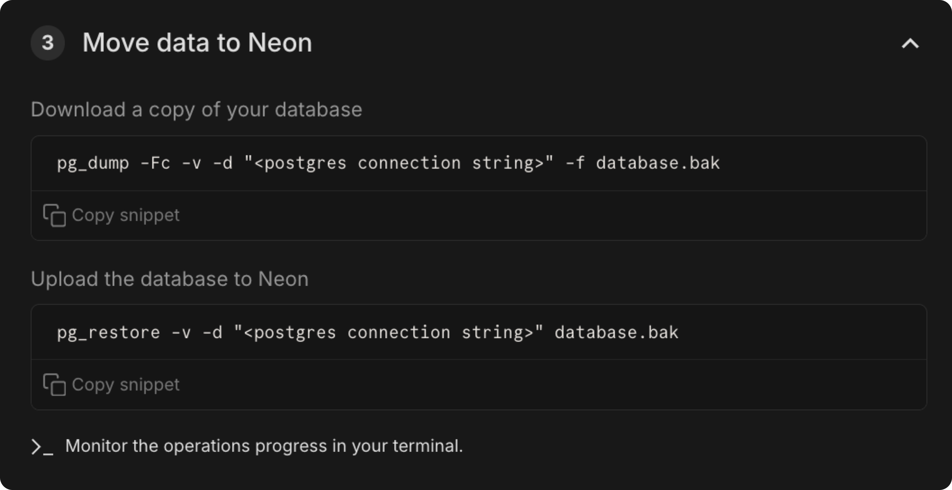 move data to Neon using pg_dump and pg_restore